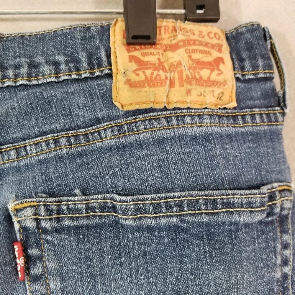 Levi's 514 jeans men's 36x32 slim straight blue Flex denim pants flawed trashed